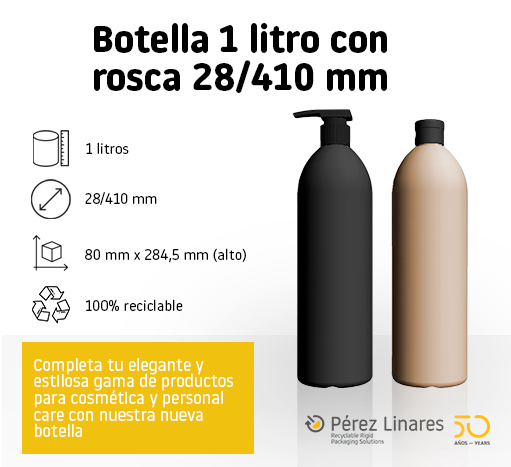 Nueva botella de 1 litro con rosca 28/410 mm